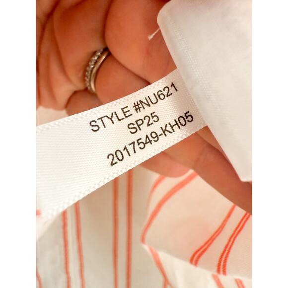 Madewell | NWT Oversized Pleated-Sleeve Button-Up Shirt in Bright Flame | Sz XXS - Picture 8 of 10